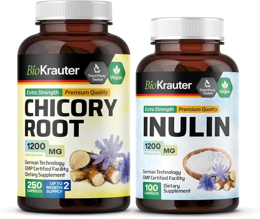 [BRSRAGABOIBBUHLV] BIO KRAUTER Chicory Root 250 Capsules & Inulin 100 Capsules