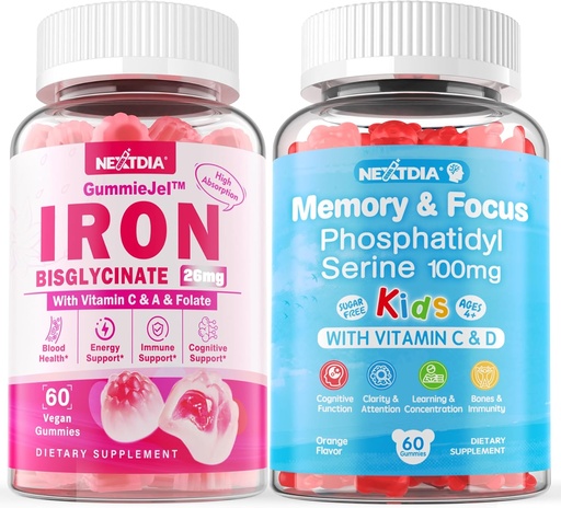 [BRSRABQBC56WM2D5] Fosfatidilserino 100mg priedas + geležies bisglicinatas 26mg, pripildytos gumos