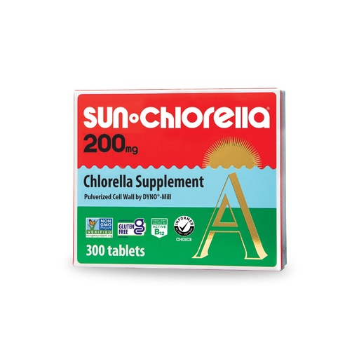 [BRSWIFQCAUAB4FT4] Sun Chlorella 200 mg Green Algae Superfood Supplement - Pulverized Cell Wall - Chlorophyll, CGF, Active B12, Iron, Protein - Non-GMO - 300 Tablets