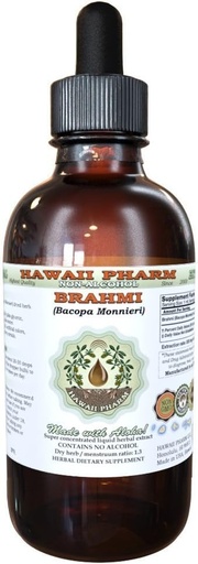 [BRSWKE33CYDRKF34] Extracto líquido libre de alcohol Brahmi, líquido orgánico Brahmi (Bacopa Monnieri) entero hierba seca Glycerite Hawaii Pharm Natural Herbal Suplemento 2 oz