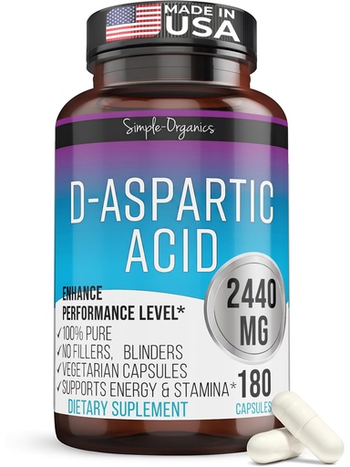 [BRSWGHATOQIQYFL2] Kaibro Nutra D-Aspartic Acid Supplement for Men, 2440mg D-Aspartic Acid per Serving, Energy & Testosterone Support, Gluten-Free Non-GMO, 180 Vegan Capsules