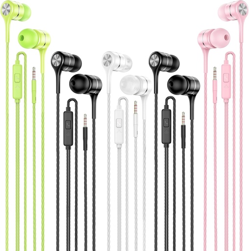 [BRSW2HYYAQOQI3TU] Wired Earbuds with Microphone 5 Pack, in-Ear Headphones with Heavy Bass, High Sound Quality Earphones Compatible with iPad, Laptop, MP3, Android Smartphones, Fits All 3.5mm Jack Device