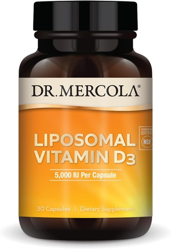 [BRSWIG32AADQ2CDI] Dr Mercola Liposomal Vitamin D3 - Stöder hjärta, ben och immun hälsa - 10 000 IE Per Servering - Non-GMO, Soy Free & Gluten Free - 30 kapslar (30 portioner)
