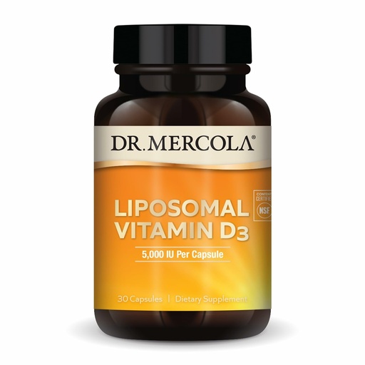 [BRSWIG32AADQ2CDI] Dr. Mercola Liposomal Vitamin D3 - Supports Heart, Bone & Immune Health - 5,000 IU Per Serving - Non-GMO, Soy Free & Gluten Free - 30 Capsules (30 Servings)