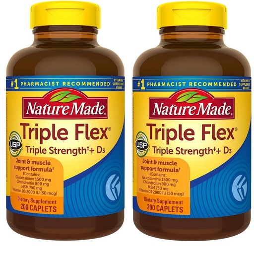 [BRSWGAA7OR4G2YAY] Nature Made TripleFlex, Glucosamine Chondroitin and MSM - 2 Bottles, 200 Caplets Each, 400 Caplets Total