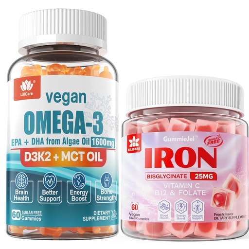 [BRSRAHA2OB5AMCDU] LILICARE Vegan Iron Gummies Supplement Vegan Omega3 Gummies 1280mg