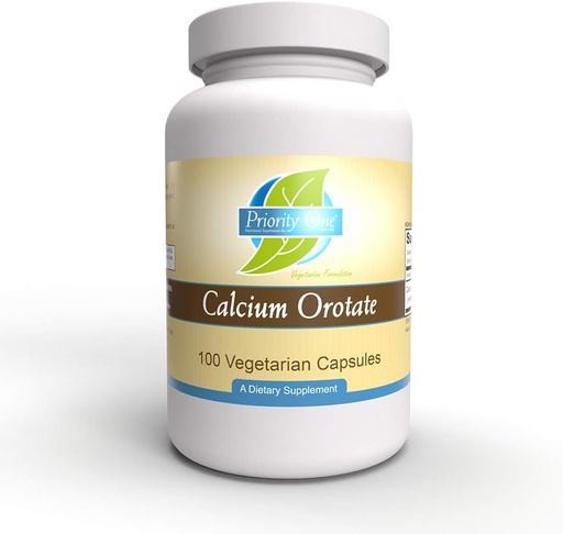 [BRSWGZQLAAFGKYDH] Priority One Vitamins - Calcium Orotate -100 Vegetarian Capsules - Calcium Supplementation for Strong Bones*