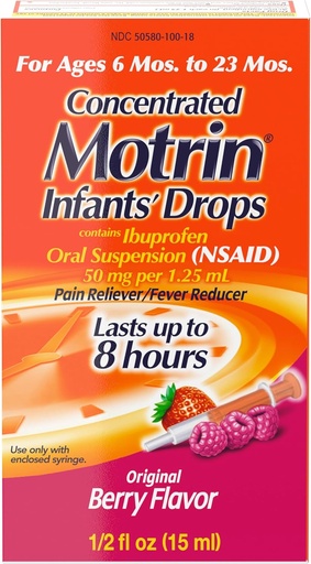 [BRSWKGD3O4HQACTA] Infants' Motrin Concentrated Drops, Fever Reducer, Ibuprofen, Berry Flavored.5 Oz