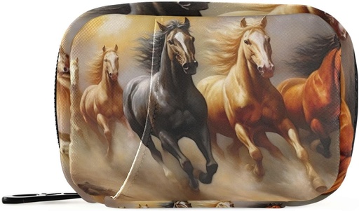 [BRSROGI6CQCQEG3P] Travel Pill Organizer Cool Colorful Running Horse Portable Medicine Vitamin Organizer Weekly Pill Container Large Capacity Zipper Daily Pill Box for Travel Business Camping