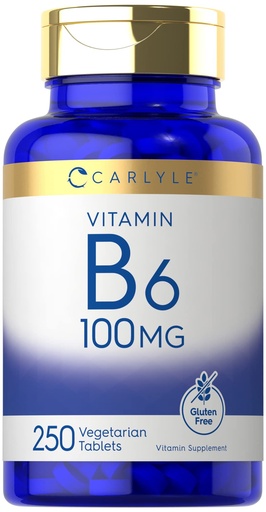 [BRSRMGA2CQFBG3LG] Carlyle Vitamin B6 100mg | 250 Tablets | Pyridoxine Hydrochloride Supplement | Vegetarian, Non-GMO, Gluten Free