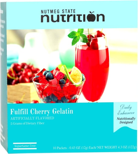 [BRSRMGIFCUNW2G3X] Nutmeg State Nutrition – High Fiber Drink Mix, Low Calorie, Fat Free, Decaffeinated, Sugar Free, Naturally Flavored, Ideal Protein Compatible, Aspartame Free, 10 Servings Per Box (Cherry Gelatin)