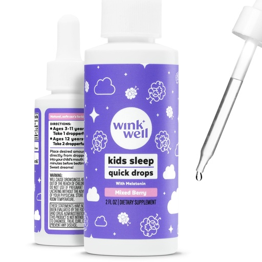 [BRSWGZQ6BMCQYYLZ] Wink Well Kids Liquid Melatonin Drops- Natural Sleep Drops for Toddlers and Teens Sleep Aid with 1mg Per Serving-Non-Addictive Children's Liquid Melatonin- 2 Oz