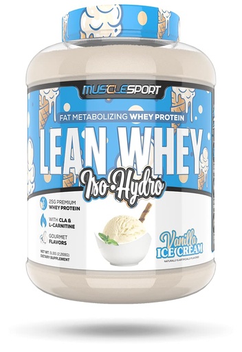 [BRSWK2QFPIPA4HT6] Musclesport Lean Whey Revolution™ Protein Powder - Whey Protein Isolate - Low Calorie, Low Carb, Low Fat, Incredible Flavors - 25g Protein per Scoop - 5lb Vanilla Ice Cream