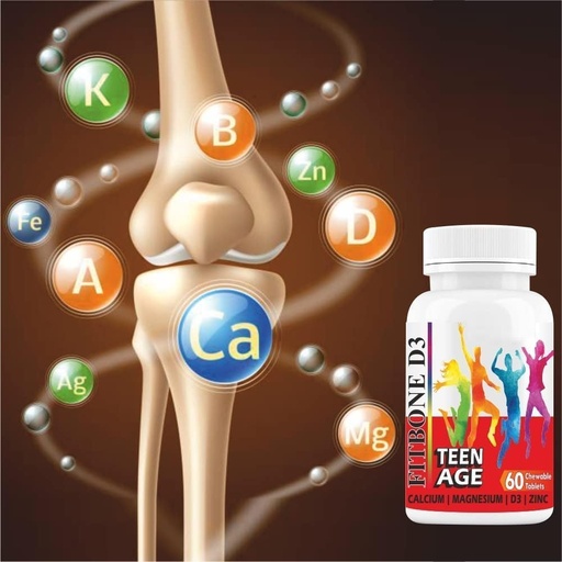 [BRSRAGAQORYGGHIV] Minton Well-C Fitbone d3 Calcium for Kids Teenagers with Magnesium Zinc Vitamin D and B12 for Strong Bones | Immunity | Growth | Height (10-16 Years)-60 Chewable Tablets