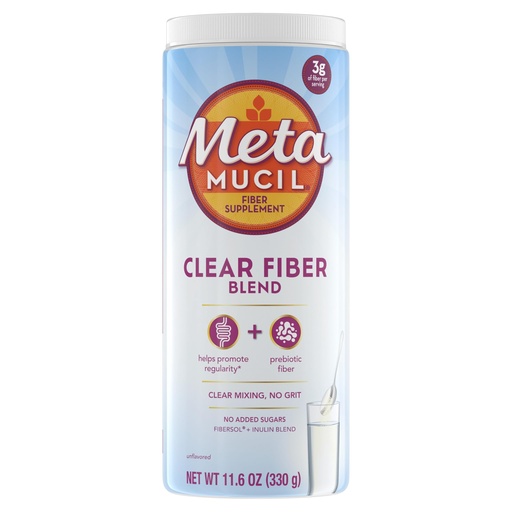[BRSROCA2AUPA4FDF] Metamucil Fiber Supplement, Unflavored Clear Mixing Powder, No Grit, No Sugar Added, Plant Based Prebiotic Fiber Supplement Blend for Daily Digestive Health, 75 teaspoons
