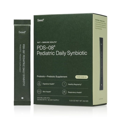 [BRSROAQ5CEAQKCI2] Seed PDS-08 Pediatric Daily Synbiotic - Fiber-Based Prebiotic & Probiotic for Kids - Digestive Health, Regularity, Constipation Relief - Ages 3-17 - Vegan and Shelf-Stable - 30 Sachets (30-Day Supply)
