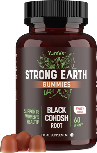 [BRSRMHY6OYJWGEL2] Black Cohosh Gummies for Menopause Relief, Hot Flashes & Night Sweats | 50mg Black Cohosh Root for Women | Gluten-Free, Vegetarian, Non-GMO | Hormone Balance Support | Yummy Peach Flavor | 60 Gummies