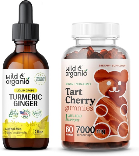 [BRSRAGIQDINAOFDA] Wild & Organic Turmeric Ginger Tincture 2 fl oz & Tart Cherry Gummies
