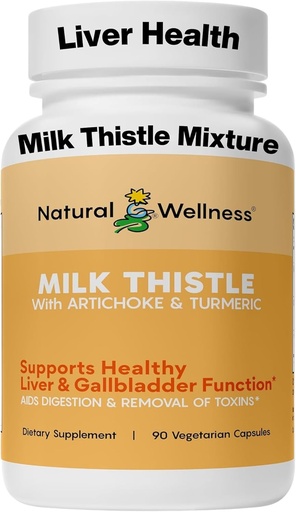 [BRSWIFD2BMJQIHL2] Natural Wellness Milk Thistle with Artichoke & Turmeric - Advanced Liver Support for Detox, Regeneration & Antioksidant Protection - Supports Liver Cleanse, Diatle & Overall Wellness