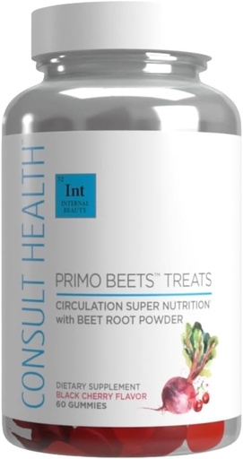 [BRSWYAYQC4FWEH35] Consult Health - Primo Beets Treats Gummies - Circulation Super Nutrition with Beet Root Powder - Black Cherry Flavor