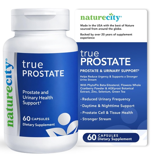 [BRSWKYL5PJYQE2LI] NatureCity True-Prostate Urinary Tract & Prostate Support Supplement for Men's Health Cranberry Extract & Super Beta Prostate Sitosterol Complex 60 Capsules - Prostate Health for Men
