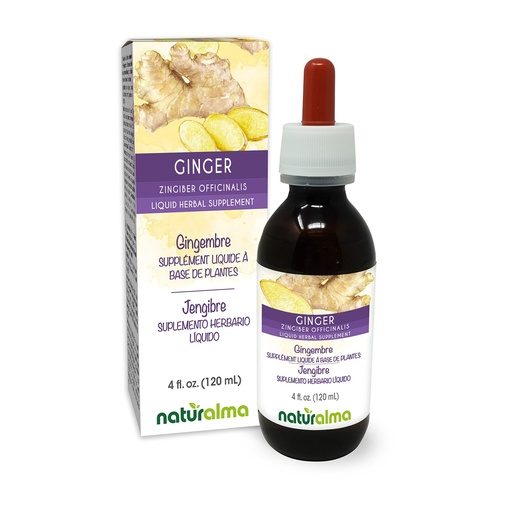 [BRSW2FILPMHRE2TO] Naturalma Ginger (Zingiber officinalis) Rhizome Alcohol-Free Tincture - 4 fl oz Liquid Extract in Drops - Herbal Supplement - Vegan