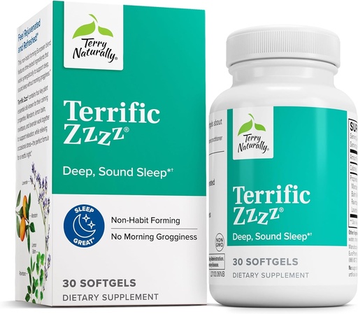 [BRSWKZA2AAOR23A3] Terry Naturally Terrific Zzzz - Sleep Supplement for Adults - Dietary Supplement with Mandarin, Lemon Balm & Lavender - Non-GMO Relaxation & Sleep Relief Aid - 30 Softgels