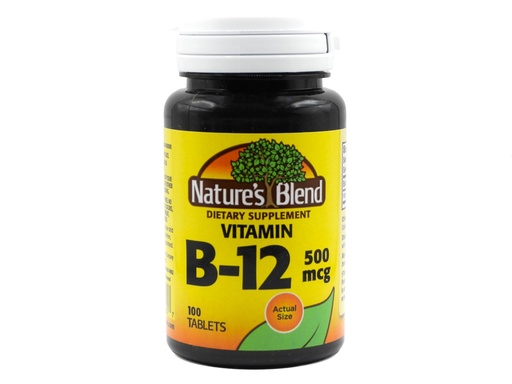 [BRSWIYYOAEHWGCYV] Nature's Blend Vitamin B-12 500 mcg 100 Tablets