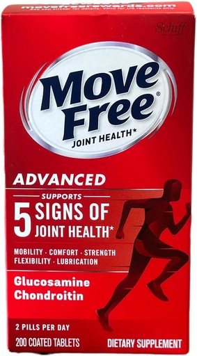 [BRSRO2YBCMHAGC32] Move Free Advanced Glucosamine Chondroitin + Calcium Fructoborate Joint Support Supplement, Supports Mobility Comfort Strength Flexibility & Lubrication - 200 Tablets (100 Servings)*