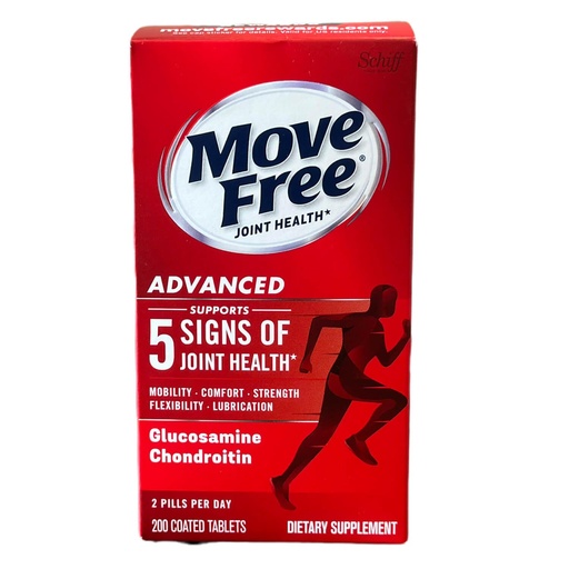 [BRSRO2YBCMHAGC32] Move Free Advanced Glucosamine Chondroitin + Calcium Fructoborate Joint Support Supplement, Supports Mobility Comfort Strength Flexibility & Lubrication - 200 Tablets (100 Servings)*