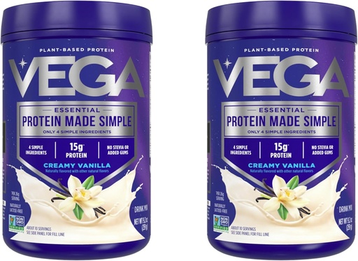 [BRSRAY35CQAQEYD7] Vega Protein Made Simple Protein Powder, Vanilla - Stevia Free, Vegan, Plant Based, Healthy, Gluten Free, Pea Protein for Women and Men, 9.2 oz (Packaging May Vary) (Pack of 2)