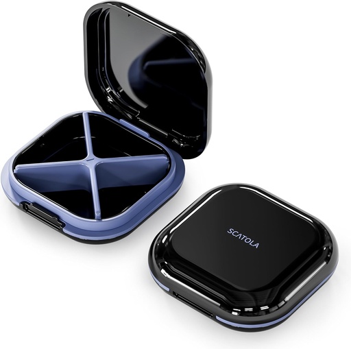 [BRSROBI2AADRYFLB] Petit Casi de Pilal, Viatgen Pilalle Box, organitzador Portable Pill, contenidor de Pill per a carcolmes 4 comparades, Daily Compact travel Medical for Daminations (Black)