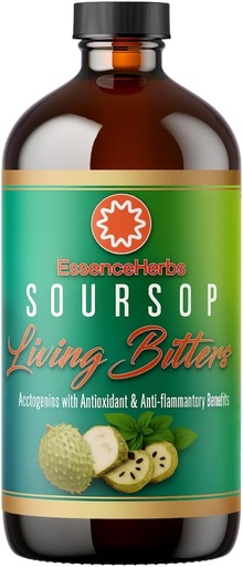 [BRSRAFIPA4FWM3Q6] Essence Herbs Soursop Bitters Flytende for immunstøtte og Gut helse med Soursop blader, Moringa, svart frø, Neem Tree & mer 16oz (pakke med 1)