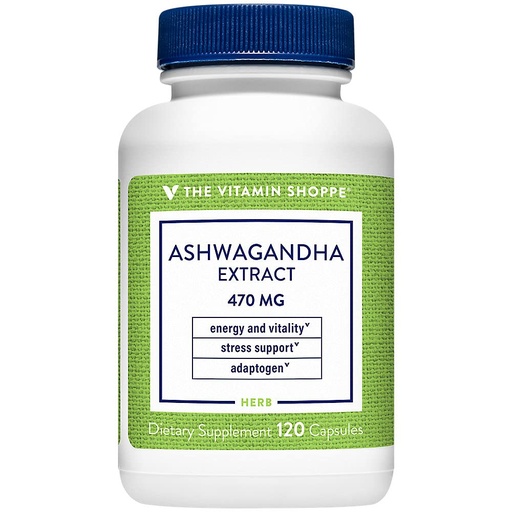 [BRSWGFT4BB7QOAY3] The Vitamin Shoppe Ashwagandha 470MG - Stress Support, Energy & Adaptogenic Wellness, Root Extract (120 Capsules)