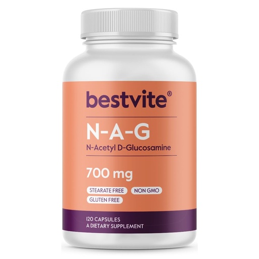 [BRSWGCYHDIIBGADL] BESTVITE N-Acetyl Glucosamine (N-A-G) 700mg (120 Capsules) - No Stearates - Non GMO - Gluten Free