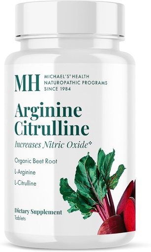 [BRSROZD7BAPR42D7] MICHAEL'S Health Naturopathic Programs Arginine Citrulline - 90 Tablets - Increases Nitric Oxide - with Organic Beet Root - 30 Servings