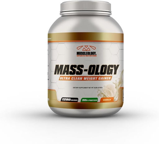 [BRSWGYYOC4CRUDY2] MUSCLEOLOGY Peso Gainer | Polvere di proteine del siero | Muscle Builder per uomini e donne | Vanilla, 7.8 lbs