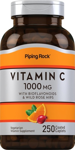 [BRSWKYQMAIHW2AD2] Piping Rock Vitamin C 1000mg - 250 Caplets - with Bioflavonoids ' Rose HIPS , Vegetarian, Non-GMO, Gluten Free supplement
