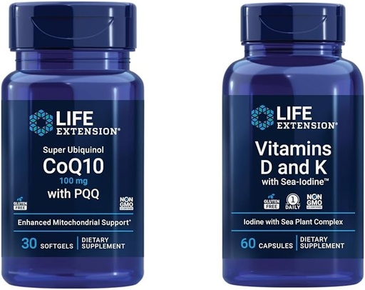 [BRSROAIKC56AIYL5] Life Extension Super Ubiquinol CoQ10 med PQQ, CoQ10, PQQ & Vitamin D og K med Sea- Jod, D3- vitamin, vitamin K1 og K2
