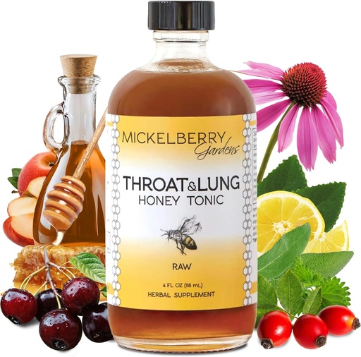 [BRSWGFQQOUPQ2CLP] מיקוברי Gardens גרון & Lung Honey Tonic: Wellness Syrup, Natural Sore גרון הקלה, Immune Support & Cough Suppressant for Adults & Kids (4 oz)