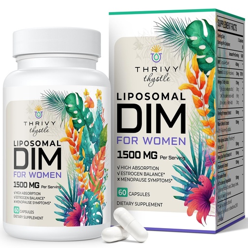 [BRSRA2TYAABQGA33] Liposomal DIM 400 mg - Hormone Balance, Estrogen Support for Women, DIM Supplement with Vitamin E, Evening Primrose, Black Cohosh, Omega-3 Fatty Acids (60 Capsules)