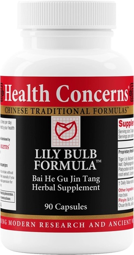 [BRSW2FL4PICAAYI7] Sveikatos koncernai Lily Bulb Formulė - Sausas kosulys, gerklė, Nose & Lung Support - Kinijos žolė Formulė - saldymedis, Rehmannia, Astragalus, Fritilary - Kvėpavimo paramos priedas - 90 Kapsules
