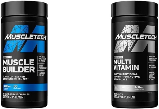 [BRSRAYYYBF7QA3DK] MuscleTech Muscle " Multivitamin supplement Bundle - Nitric Oxide Booster and Muscle Gainer with 400mg Peak ATP, 60 Pills " Platinum Multivitamin, 180 ct