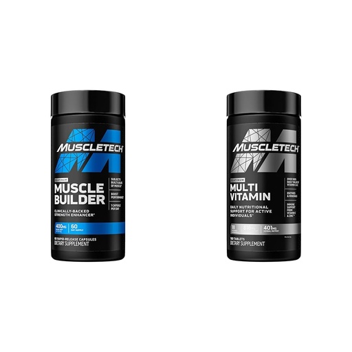 [BRSRAYYYBF7QA3DK] MuscleTech Muscle Building & Multivitamin Supplement Bundle - Nitric Oxide Booster and Muscle Gainer with 400mg Peak ATP, 60 Pills & Platinum Multivitamin, 180 ct