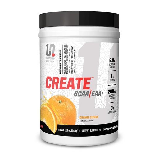 [BRSRAZYLCN7AK2DX] Undefined Nutrition Create BCAA/EAA+ by Brian Shaw -Muscle Recovery & Endurance, 6.8g BCAA/EAA Matrix -Full Spectrum BCAA + Essential Amino Acids Supplement – 30 Servings (127 oz, Orange Citrus)