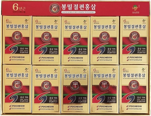[BRSWKZQ6OYEB22TO] Pocheon 200g(10ea X 20g) 6Years Sliced Korean Panax Red Ginseng Roots with honey, Saponin, Natural Immune Support