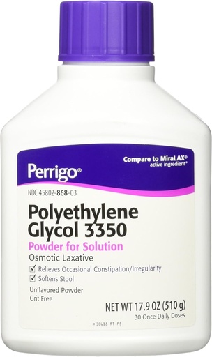 [BRSWIZ3ZBQAR2CI3] Perrigo poly Glycol 3350 17.9 Oz (510 กรัม) ปุ๋ย (Compaire to Miralax)
