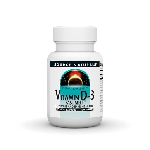 [BRSWICYPOF5BKFLG] Source Naturals Vitamin D-3 Fast Melt, Supports Bone & Immune Health* - Black Cherry Peach Flavor - 120 Fast Melt Tablets