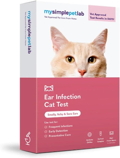 [BRSROFAQOEBQIEQ4] MySimplePetLab Cat Ear Infection Test Kit, Vet Approved, Detects Yeast & Bacteria, Mail-in Kit, Fast Results, Easy at-Home Use for Smelly, Itchy Ears, Supports Cat Ear Health