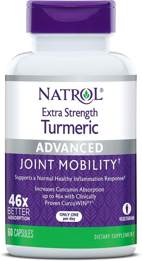 [BRSWKEL5OUBQGD3Y] Natrol Extra Strength Turmeric, Dietary Supplement for Joint Health, Turmeric Supplement for Adults, 60 Capsules, Up to a 60 Day Supply
